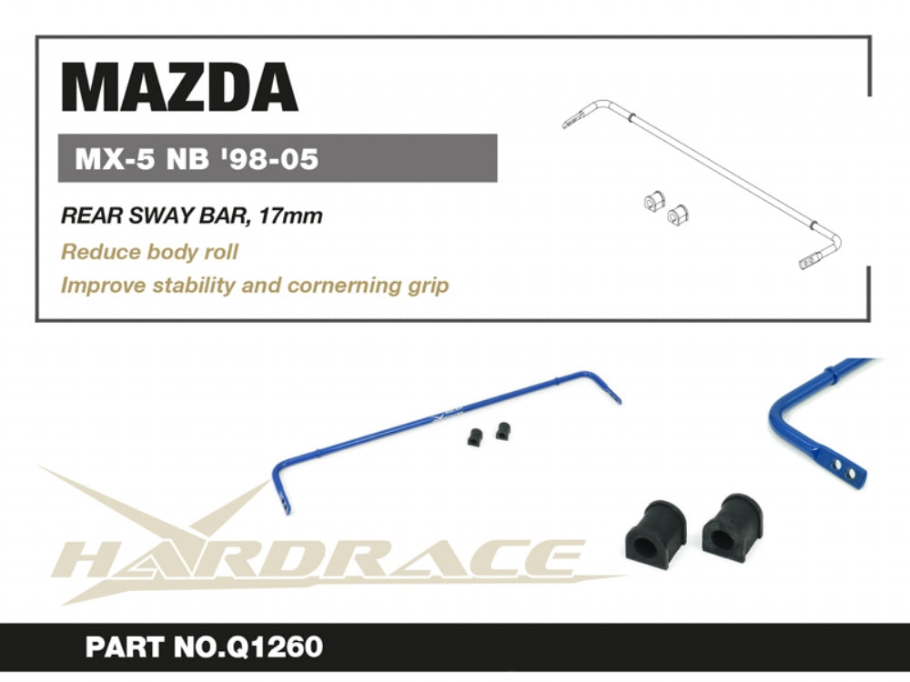 HARDRACE MAZDA MX-5/MIATA NB 98-05 REAR SWAY BAR, 17mm - 3PCS/SET HardRace