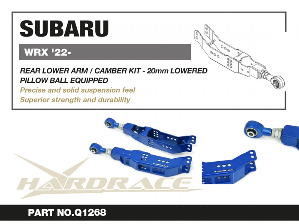 HARDRACE SUBARU WRX 22+ REAR LOWER CONTROL ARM/CAMBER KIT PILLOW BALL 2PCS STANCE SETUP HardRace