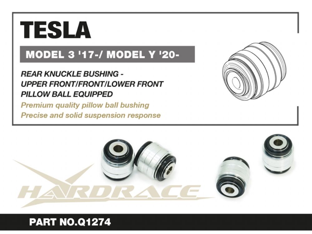 HARDRACE TESLA MODEL 3 17+ Y 20+ REAR KNUCKLE BUSH V2 UPPER/LOWER FRONT PILLOW BALL 2PCS HardRace
