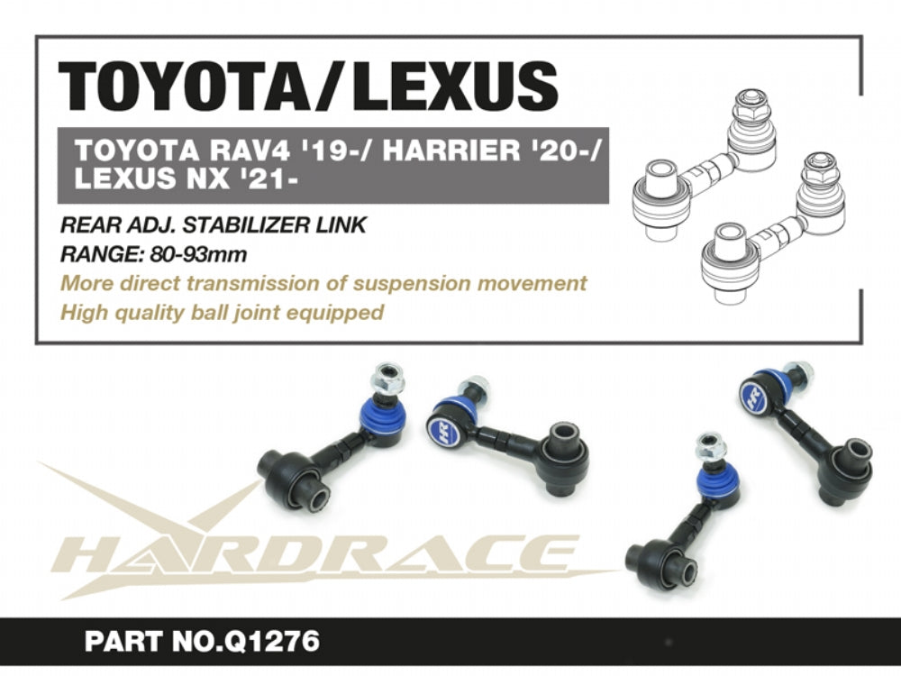 HARDRACE TOYOTA RAV4/HARRIER/LEXUS NX REAR ADJ STABILIZER LINK RUBBER 2PCS/SET 80-93mm HardRace