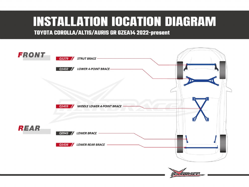 HARDRACE MIDDLE LOWER 4-POINT BRACE TOYOTA COROLLA/ALTIS/AURIS HardRace