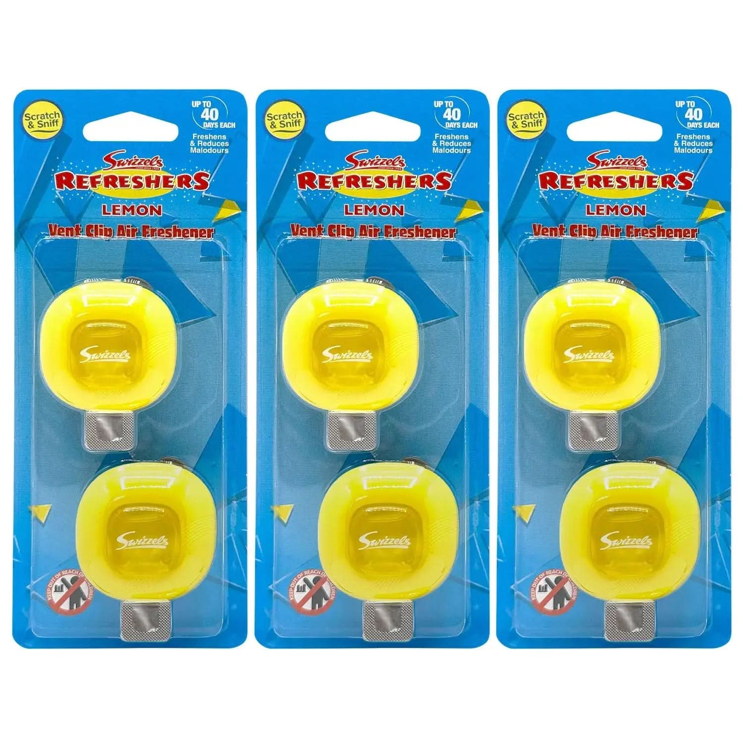 Swizzels Lemon Refreshers Twin Vent Clip Car Air Freshener Flava Car Scents