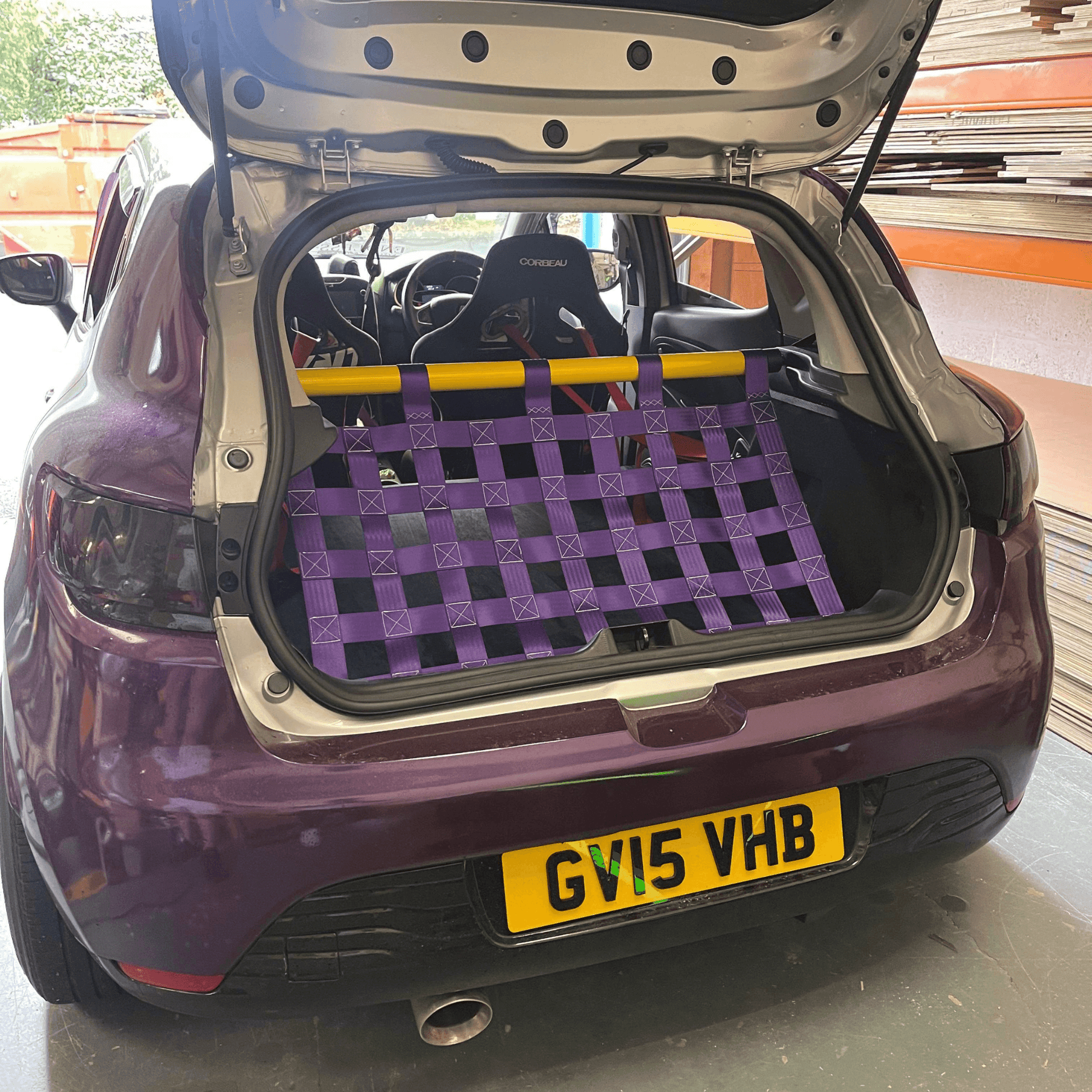 Renault Clio Mk4 RS 220 Strut bar and Cargo net cargo-nets.co.uk
