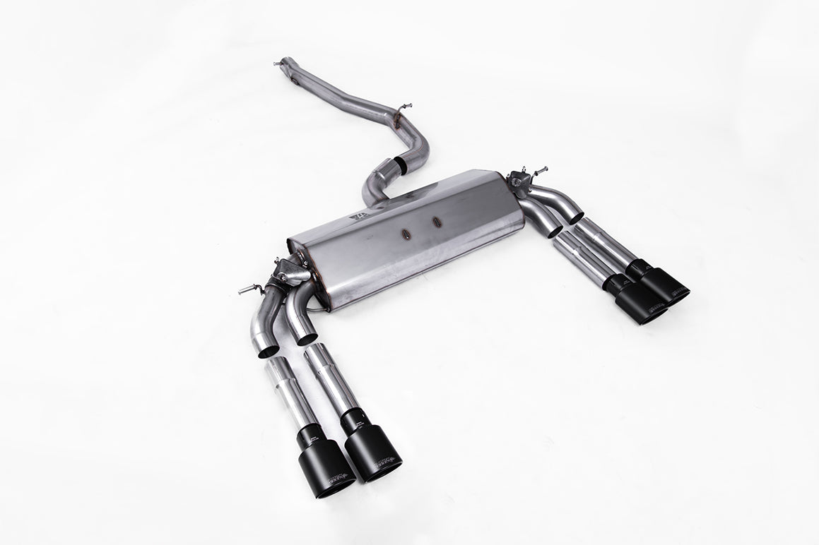 Audi S3 8V.2 - Cat-Back Exhaust System Quad Oval Cerakote Black Trims