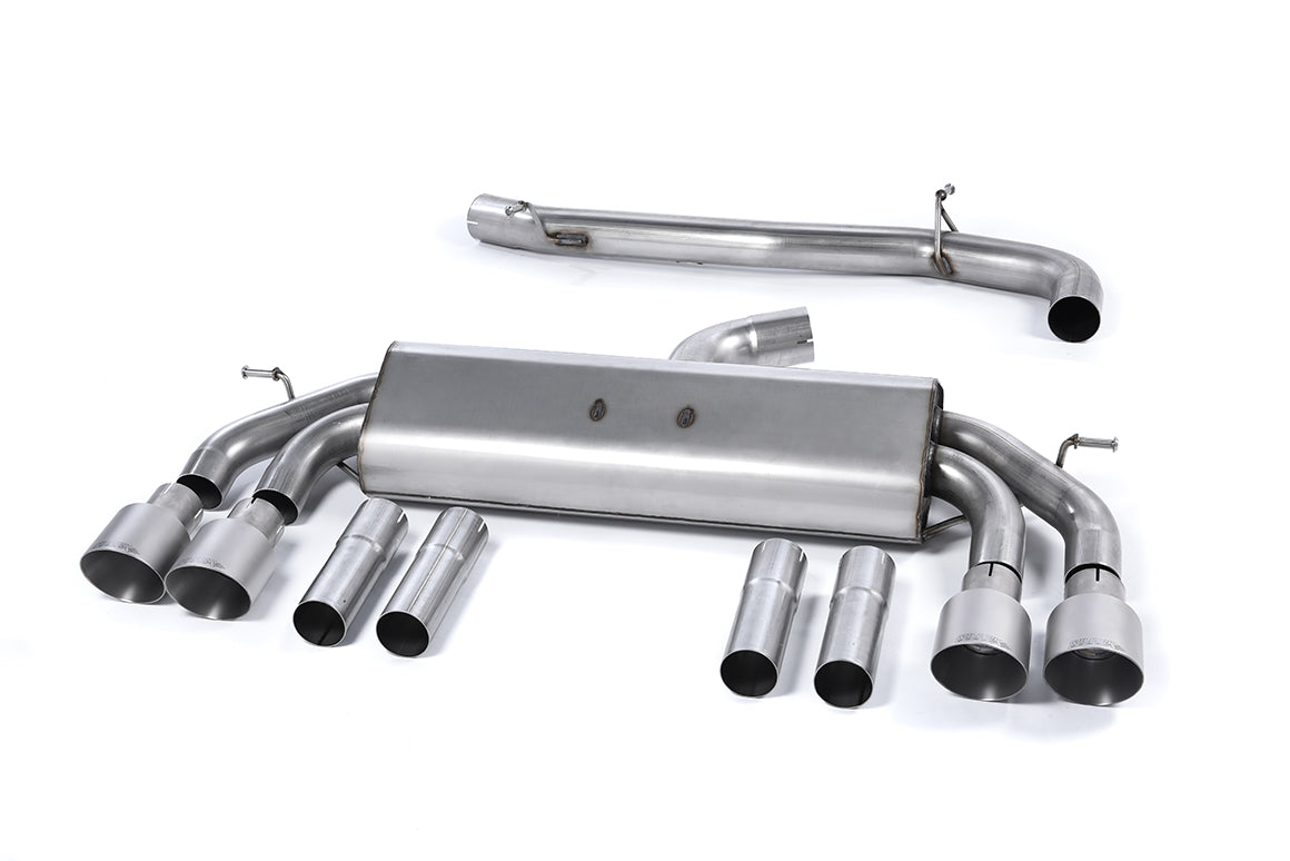 Audi S3 8V/V.2 - Non-Valved & Non-Resonated Cat-Back Race Exhaust System Quad Round Titanium Trims