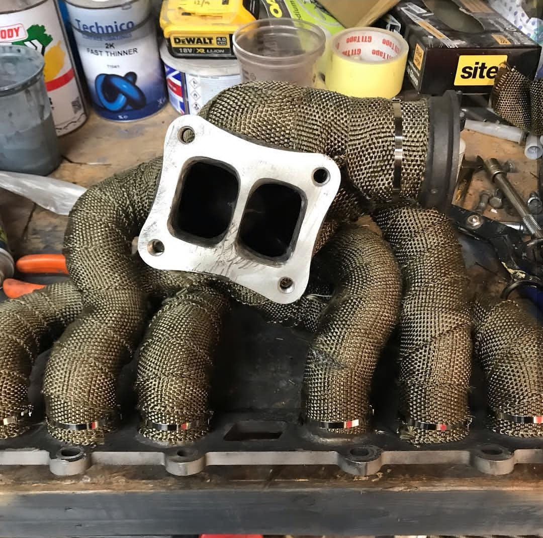 Exoracing exhaust wrap fitted to turbo manifold