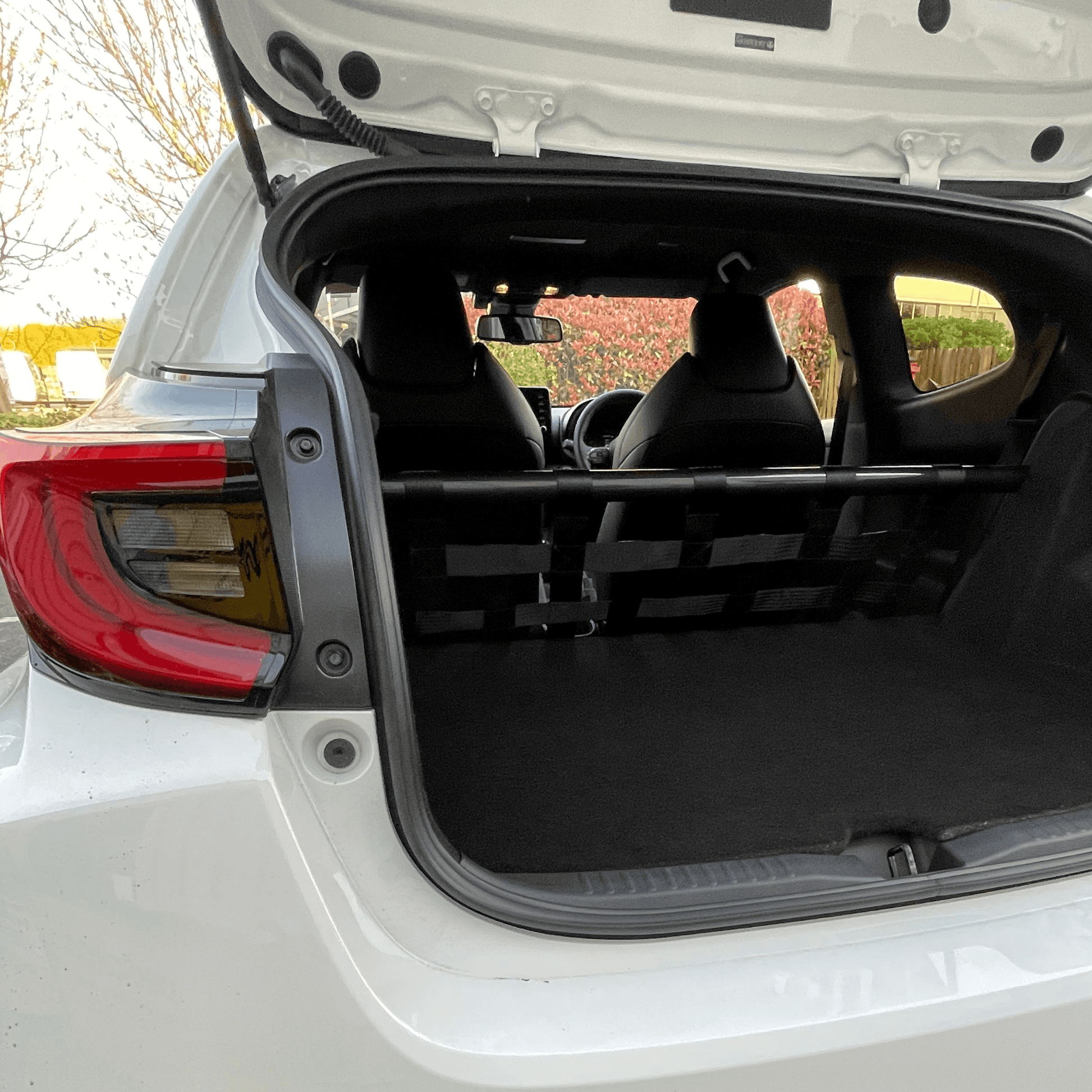 Toyota GR Yaris Strut bar and Cargo net cargo-nets.co.uk