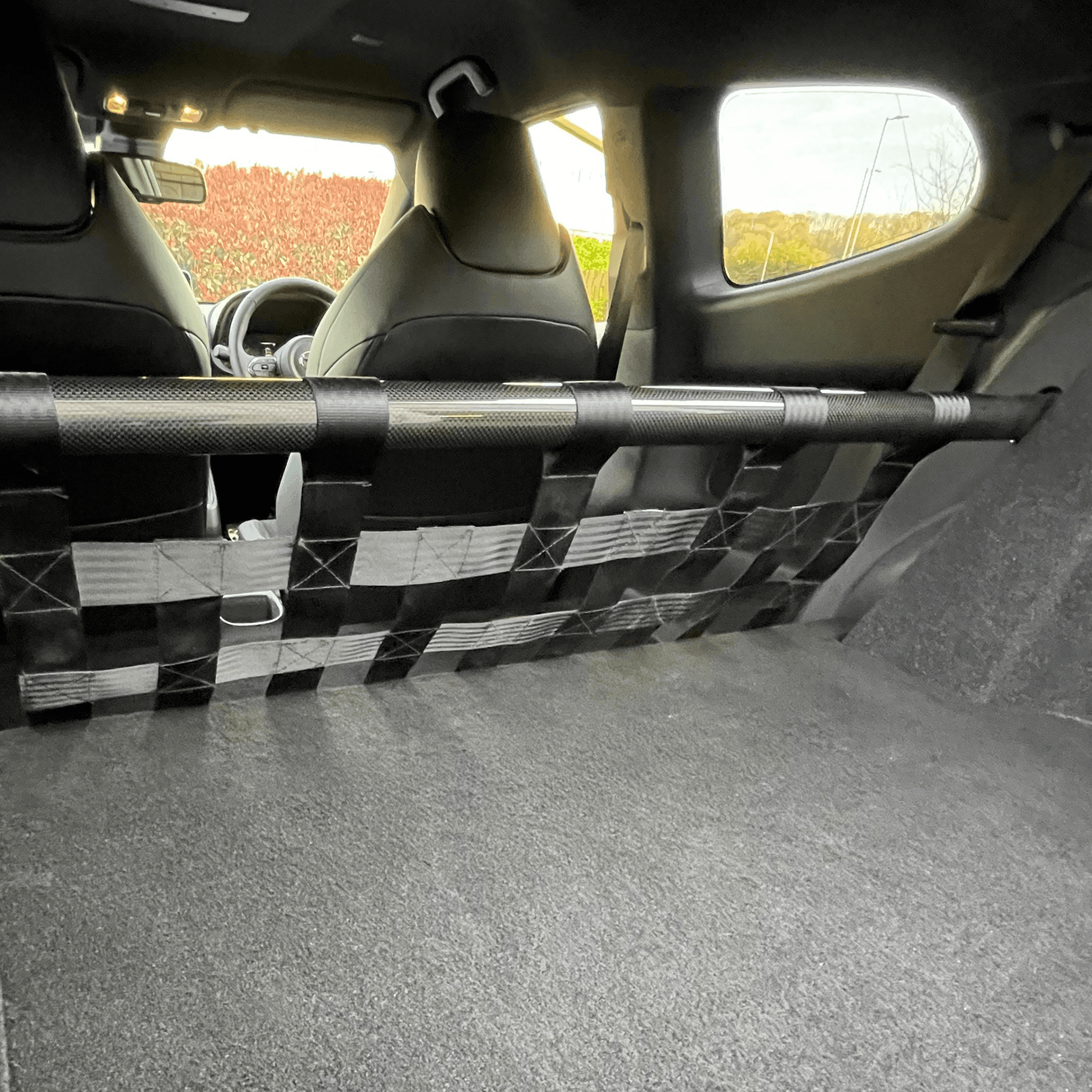 Toyota GR Yaris Strut bar and Cargo net cargo-nets.co.uk