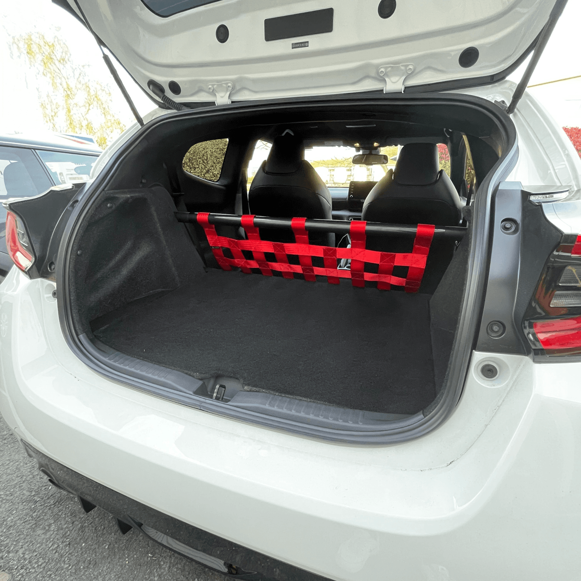Toyota GR Yaris Strut bar and Cargo net cargo-nets.co.uk
