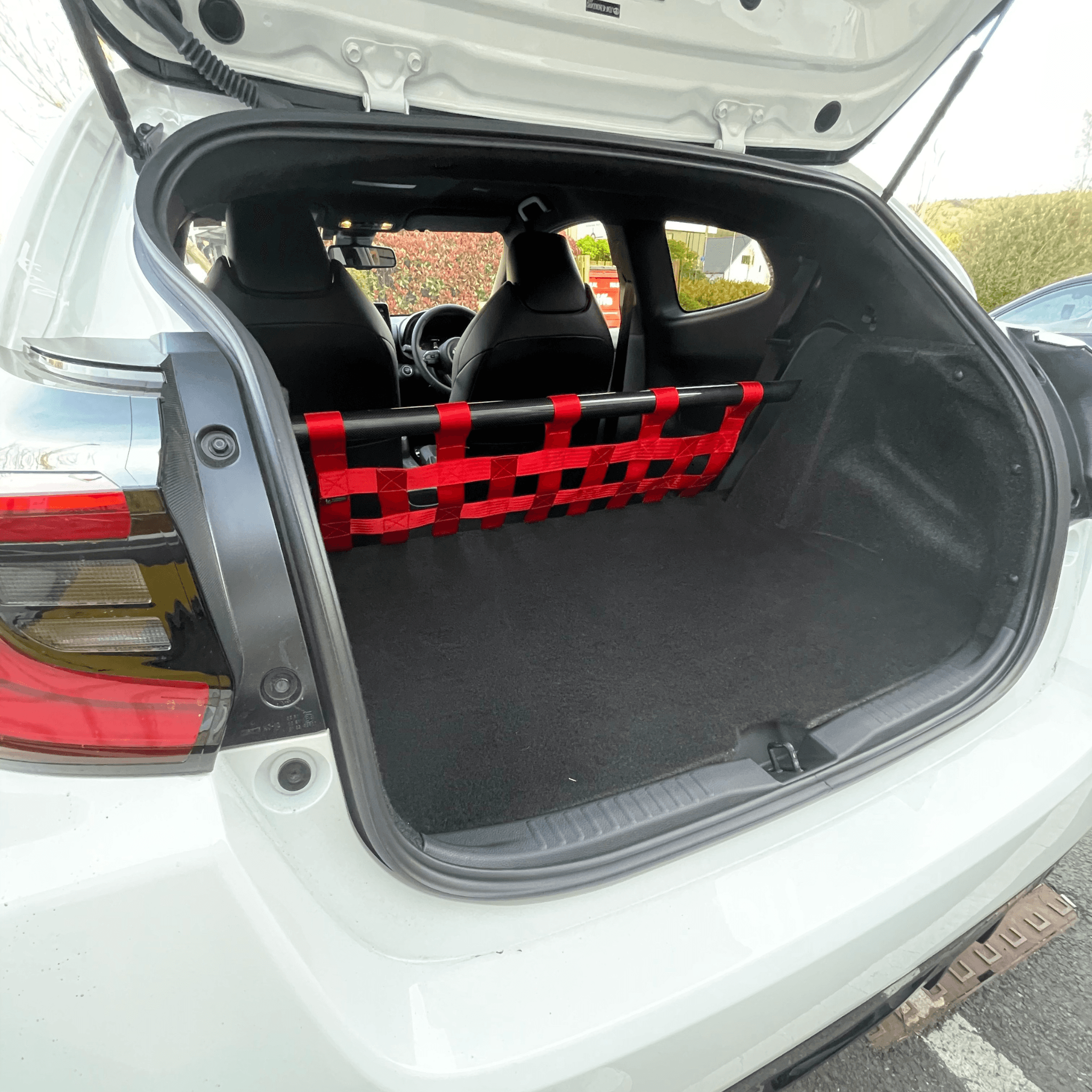 Toyota GR Yaris Strut bar and Cargo net cargo-nets.co.uk