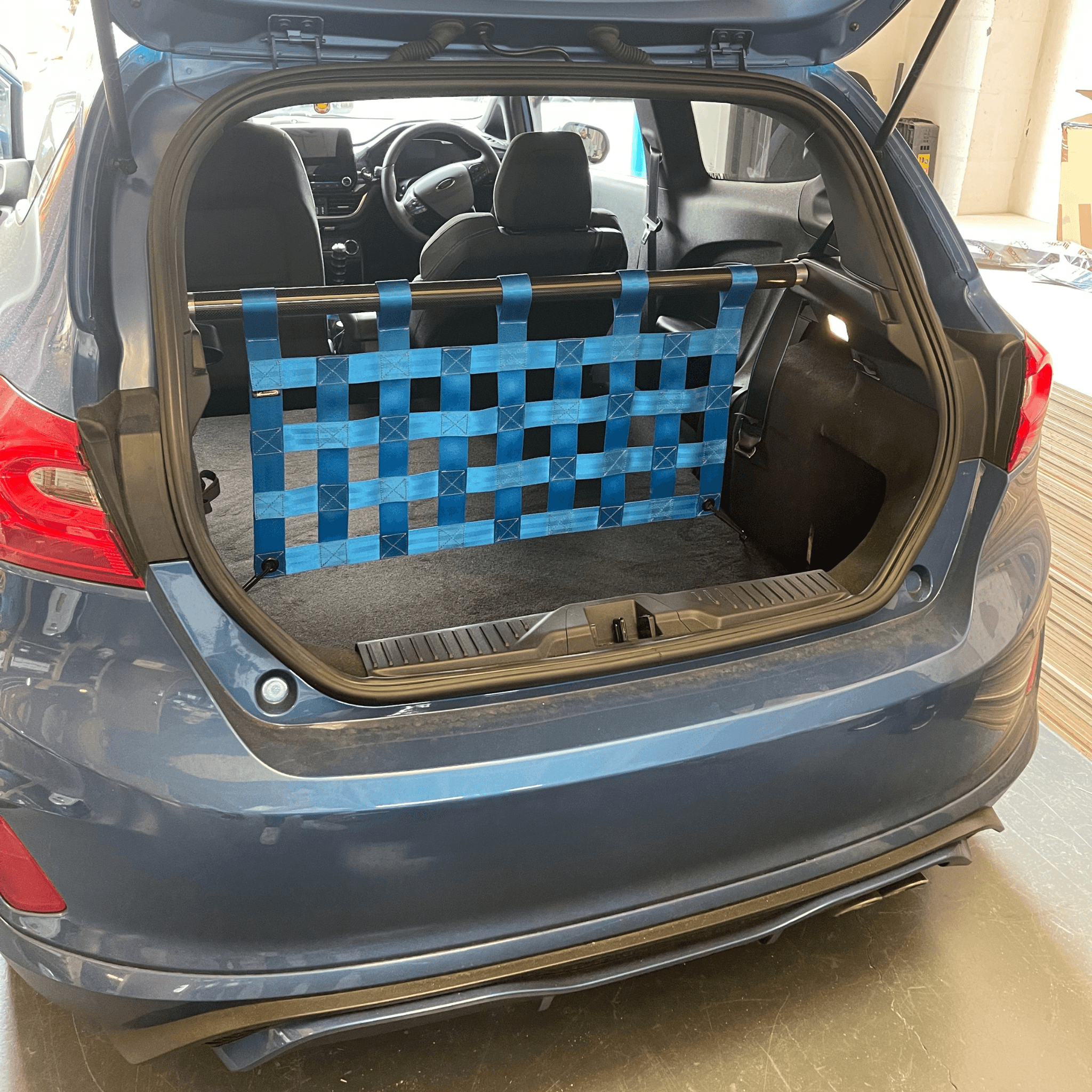 Ford Fiesta Mk8 ST Strut bar and Cargo net cargo-nets.co.uk