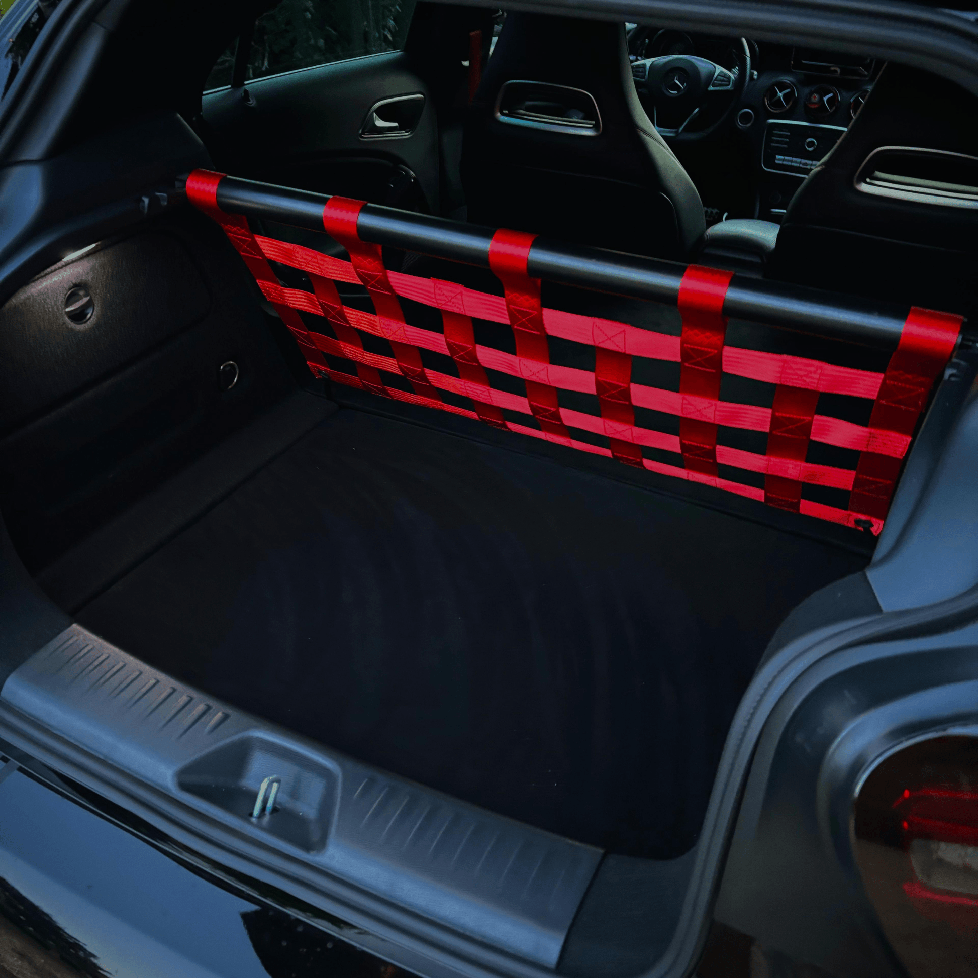 Mercedes-Benz A-Class W176 A45 AMG Strut bar and Cargo net cargo-nets.co.uk