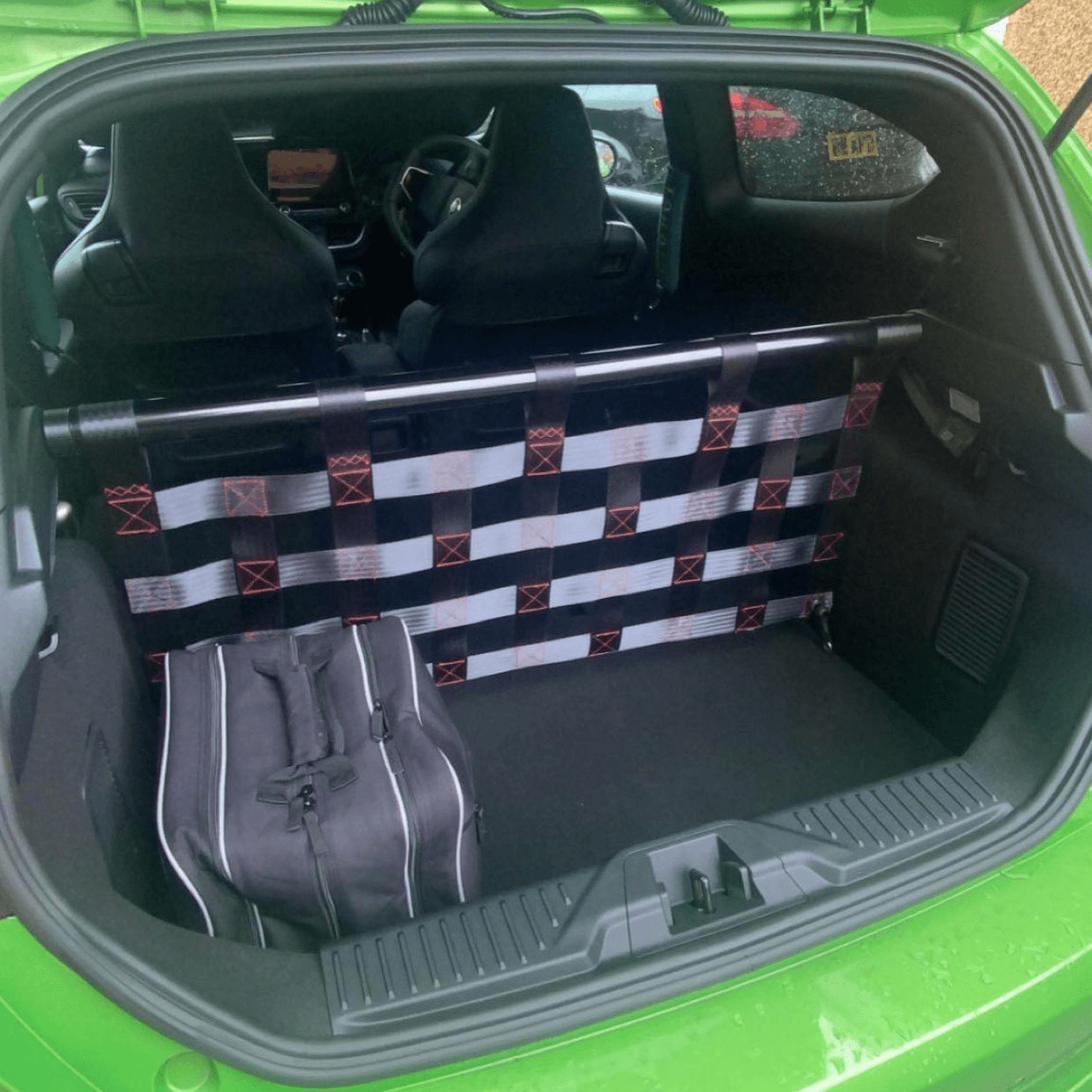 Ford Fiesta Mk8 ST Strut bar and Cargo net cargo-nets.co.uk