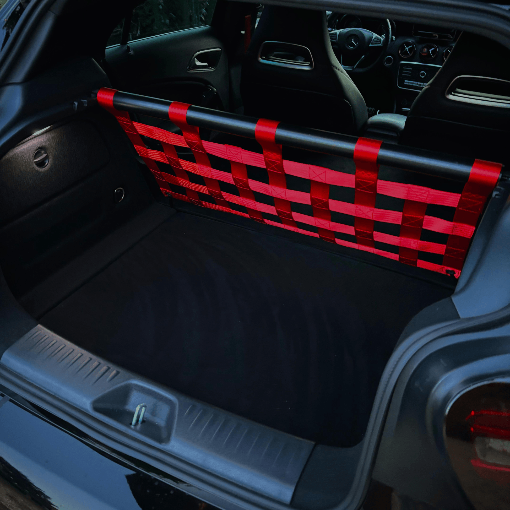 Mercedes-Benz A-Class W176 A45 AMG Strut bar and Cargo net cargo-nets.co.uk