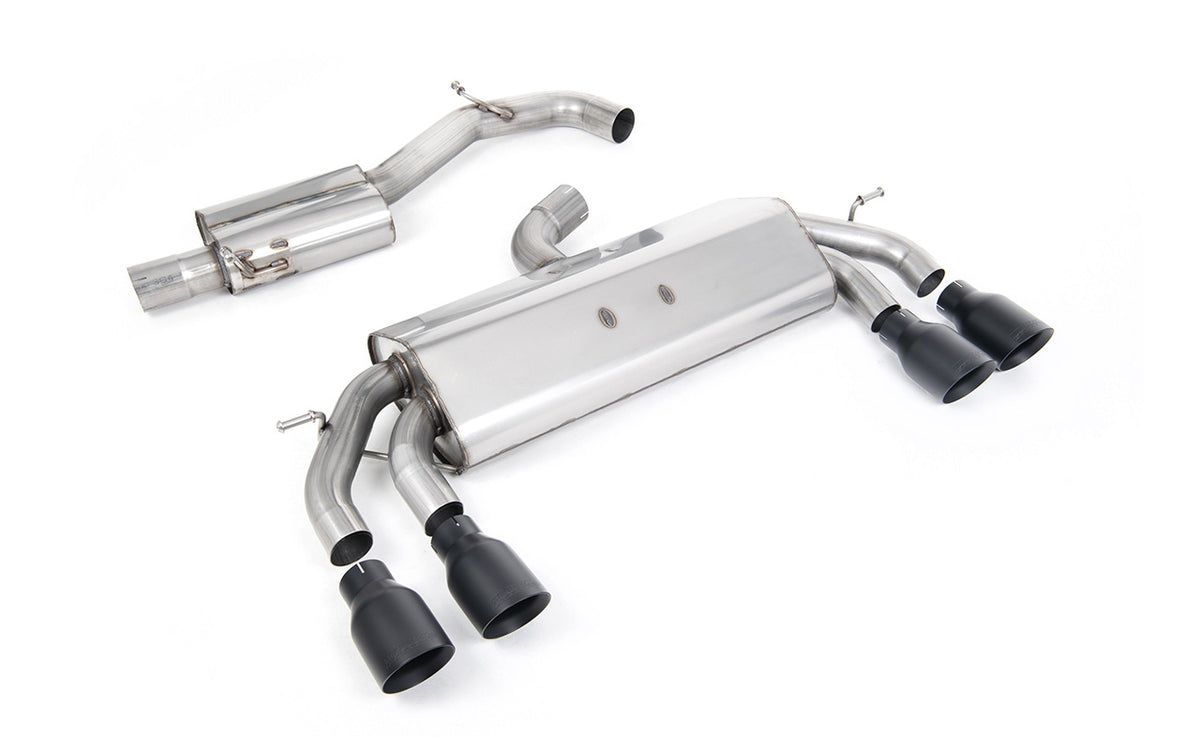 VW Golf R MK7.5 2.0 TSI 310ps (Non GPF Models &amp; 76mm systems) - Non-Valved &amp; Resonated (Quieter) Cat-Back Race Exhaust System with Black GT-100 Round Tips