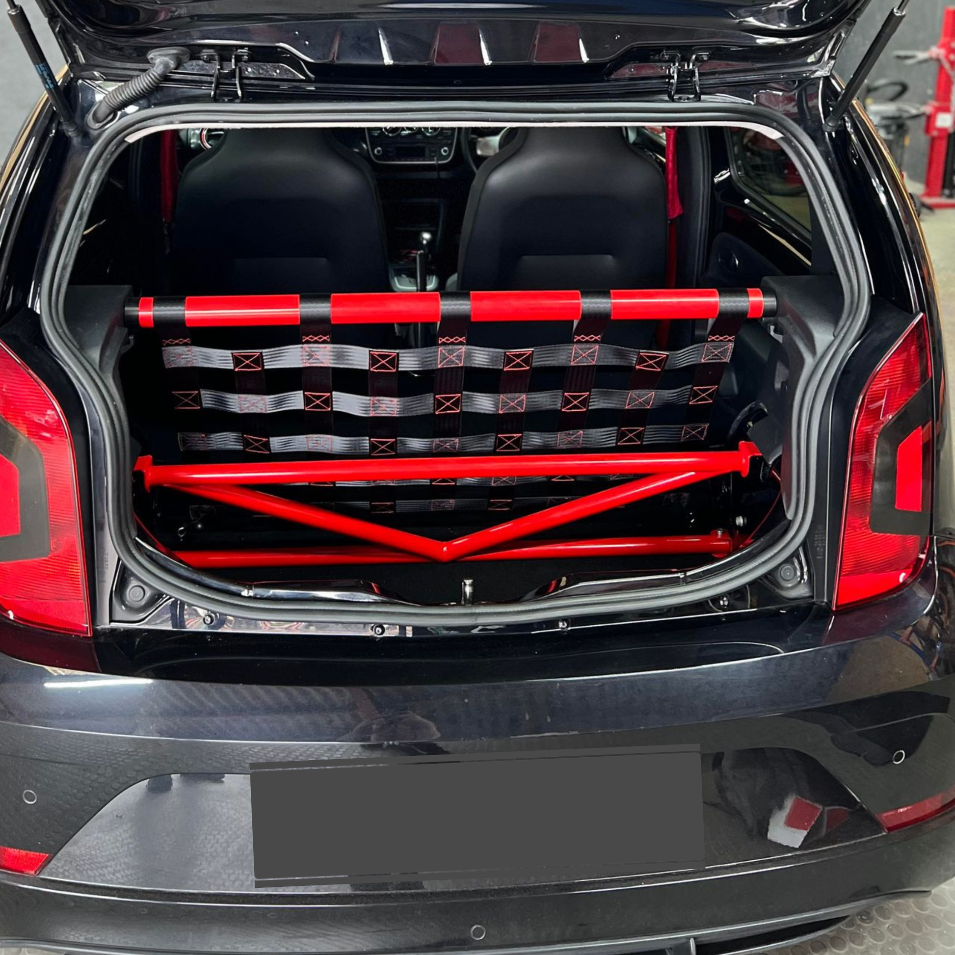 VW UP GTI Strut bar and Cargo net cargo-nets.co.uk
