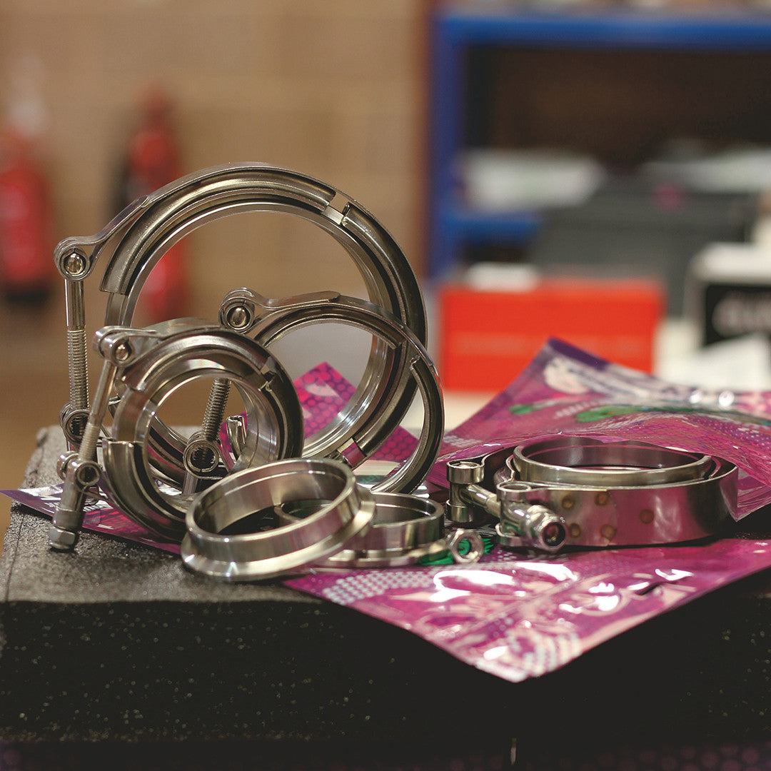 Exoracing 304 stainless V-band clamp locking nut close up