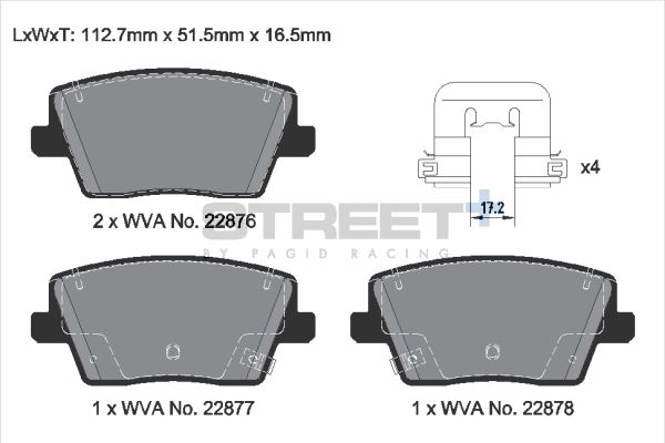 PAGID Racing STREET+ HYUNDAI i30 (PDE, PD, PDEN) Brake Pads - T8230SP2001 Rear