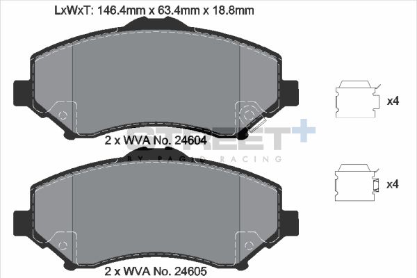 PAGID Racing STREET+ CHRYSLER GRAND VOYAGER V (RT) Brake Pads - T8082SP2001 Front