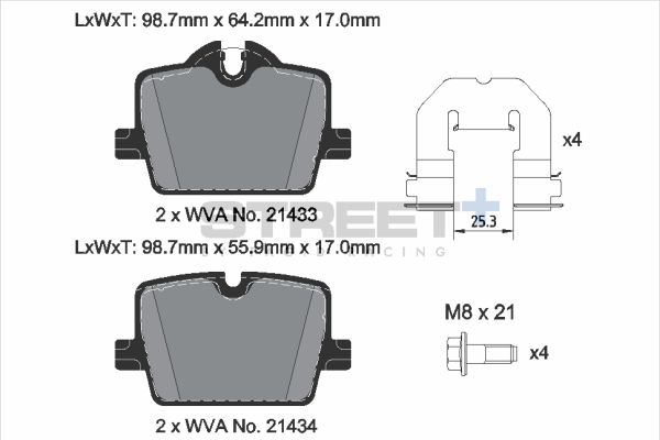 PAGID Racing STREET+ BMW 2 Coupe (G42, G87) Brake Pads - T8267SP2001 Rear