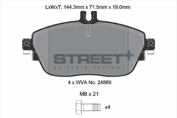 PAGID Racing STREET+ INFINITI Q30 Brake Pads - T8215SP2001 Front
