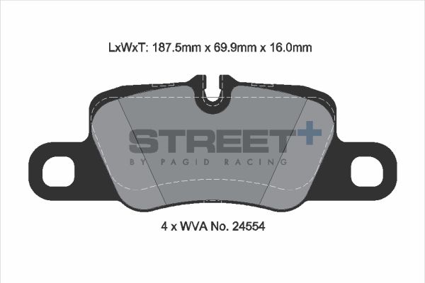 PAGID Racing STREET+ PORSCHE PANAMERA (970) Brake Pads - T8078SP2001 Rear
