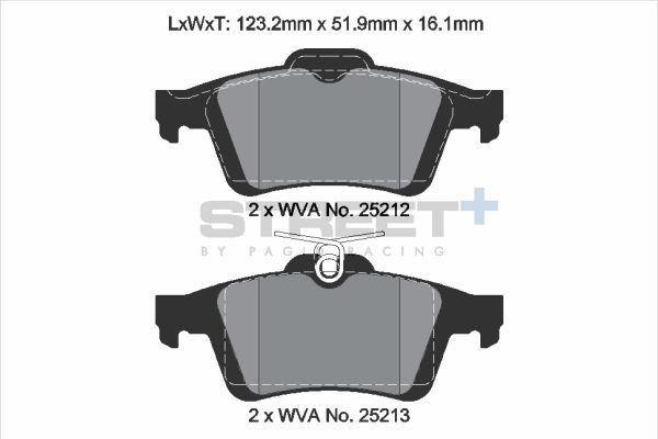 PAGID Racing STREET+ FORD C-MAX II (DXA/CB7, DXA/CEU) Brake Pads - T8199SP2001 Rear