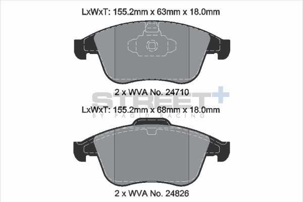 PAGID Racing STREET+ RENAULT CLIO IV (BH_) Brake Pads - T8191SP2001 Front