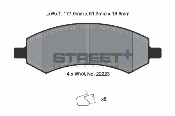 PAGID Racing STREET+ CHRYSLER ASPEN (HG) Brake Pads - T8136SP2001 Front
