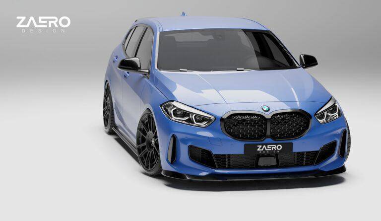BMW 1 Series M Sport & M135i F40 EVO-1 Gloss Black Front Splitter by ZAERO (2019-2024)