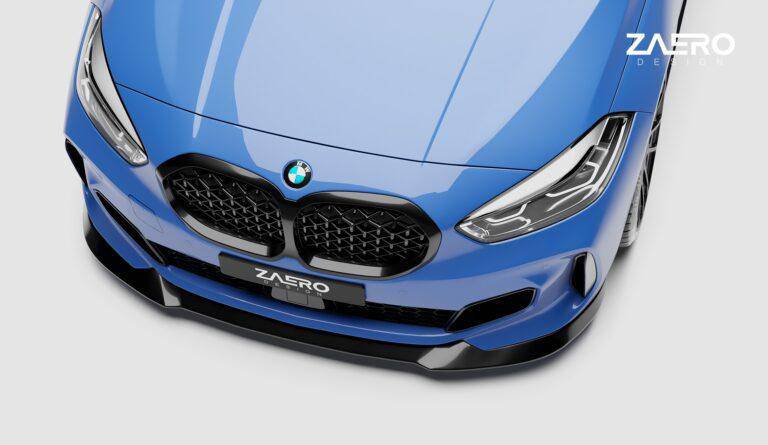 BMW 1 Series M Sport & M135i F40 EVO-1 Gloss Black Front Splitter by ZAERO (2019-2024)