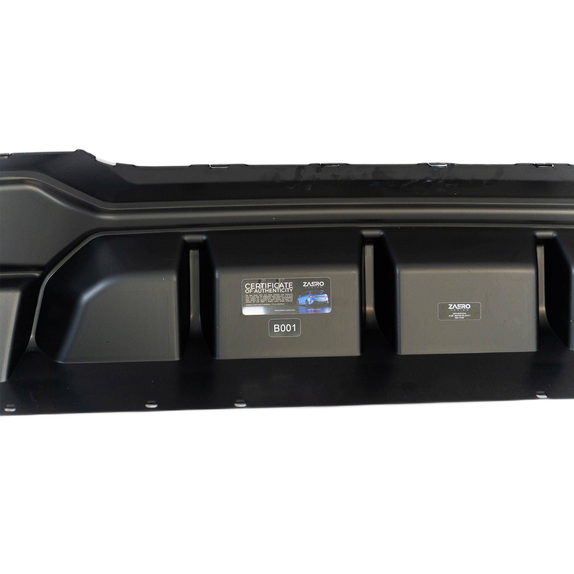 BMW M135i & 1 Series Dual Exit (128ti, 120d, 120i) F40 EVO-1 Gloss Black Rear Diffuser by ZAERO (2019-2024)