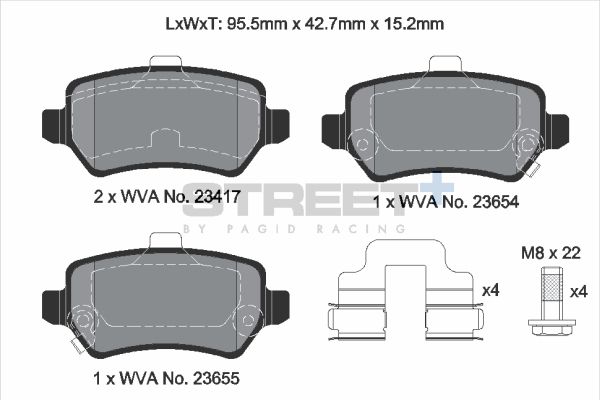 PAGID Racing STREET+ CHEVROLET ASTRA Estate Brake Pads - T8309SP2001 Rear