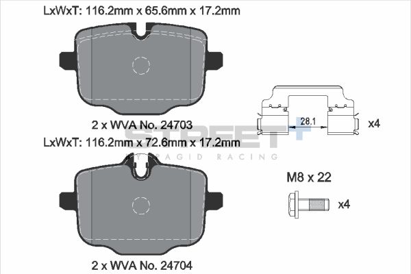 PAGID Racing STREET+ BMW 2 Coupe (G42, G87) Brake Pads - T8290SP2001 Rear