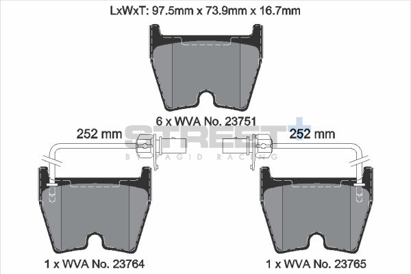 PAGID Racing STREET+ AUDI A6 C5 Avant (4B5, 4B6) Brake Pads - T8044SP2001 Front
