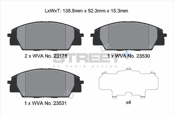 PAGID Racing STREET+ ACURA RSX Coupe (DC_) Brake Pads - T8166SP2001 Front