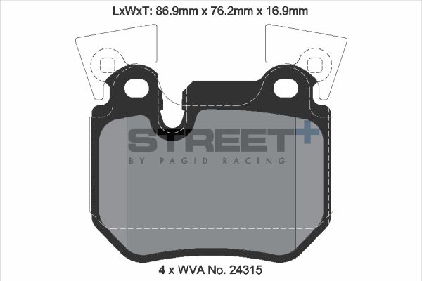 PAGID Racing STREET+ BMW 1 Convertible (E88) Brake Pads - T8067SP2001 Rear