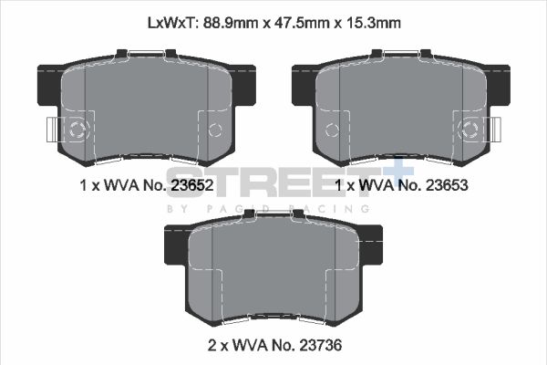 PAGID Racing STREET+ ACURA RDX Brake Pads - T8034SP2001 Rear