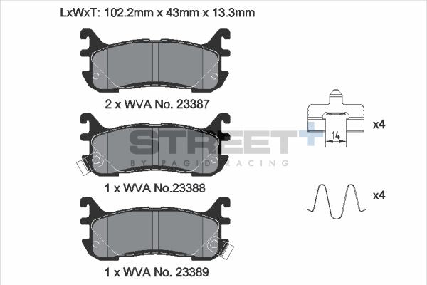 PAGID Racing STREET+ EUNOS ROADSTER I (NA) Brake Pads - T8295SP2001 Rear