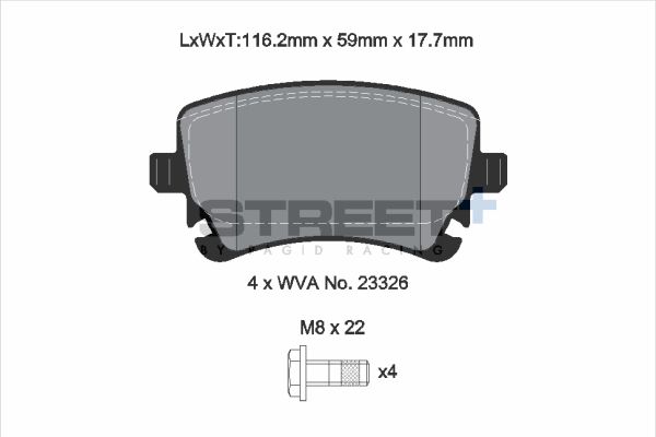 PAGID Racing STREET+ AUDI A4 B6 (8E2) Brake Pads - T8027SP2001 Rear