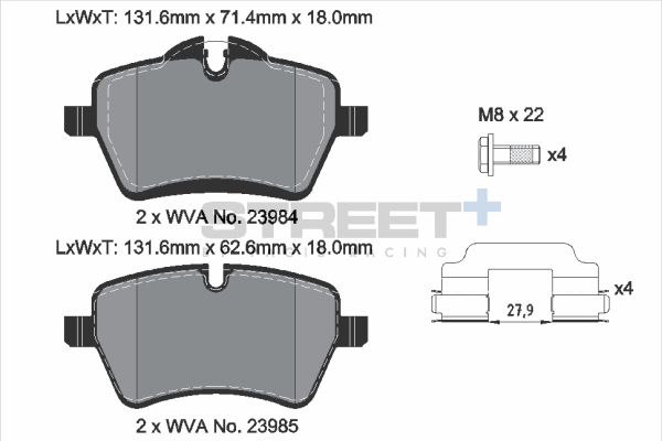 PAGID Racing STREET+ MINI (R50, R53) Brake Pads - T8303SP2001 Front