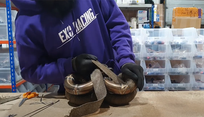 Exoracing exhaust wrap 10mm to 20mm overlap example