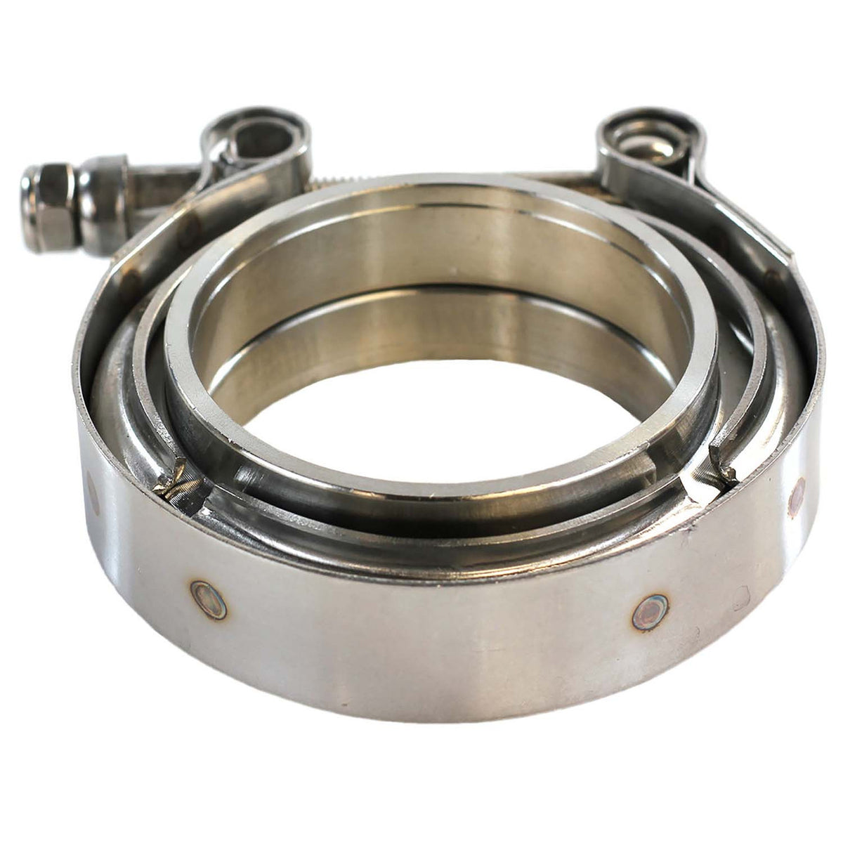 Exoracing self-aligning V-band male and female flange close up