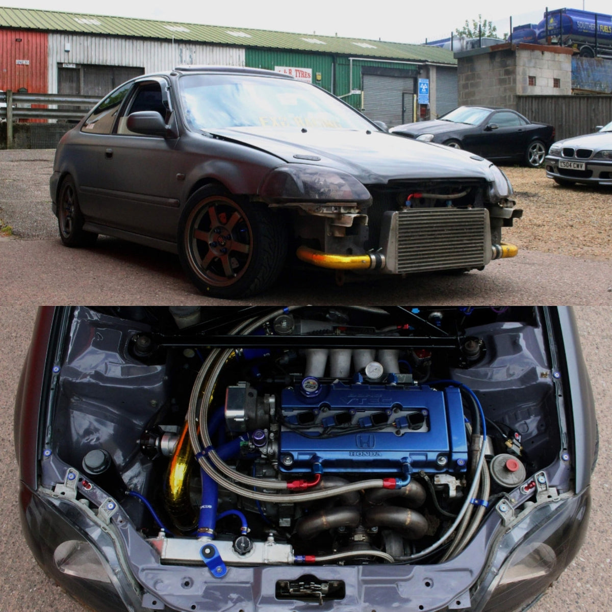 Heat reflective tape protecting engine bay bulkhead
