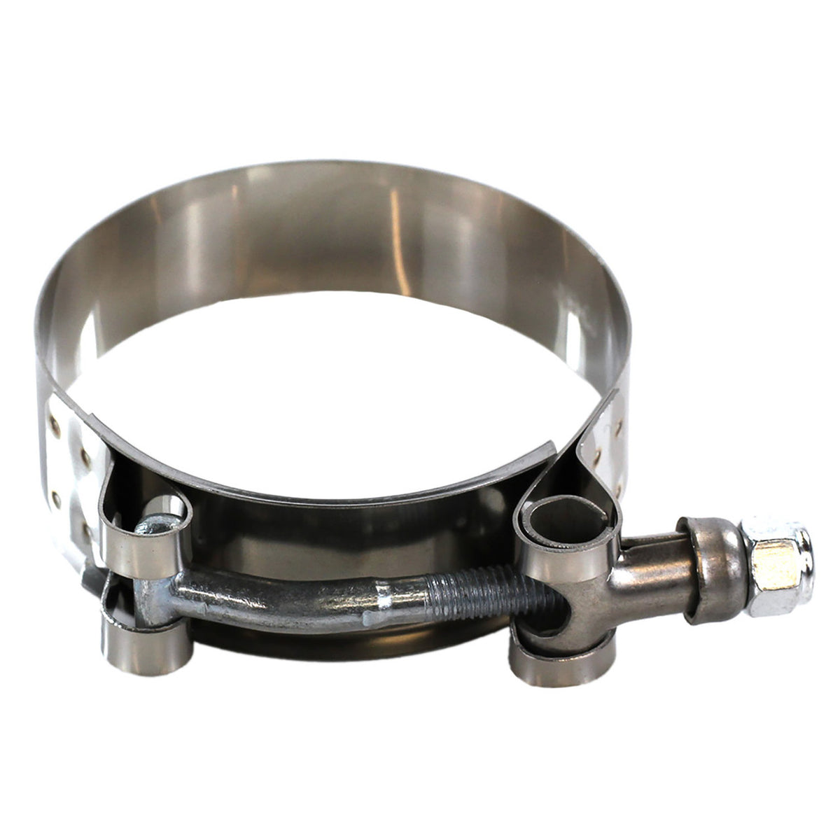 A bolt clamp fitted behind the beaded intercooler pipe end
