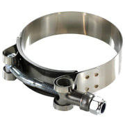 Exoracing stainless steel T-bolt clamp fitted to silicone hose coupler