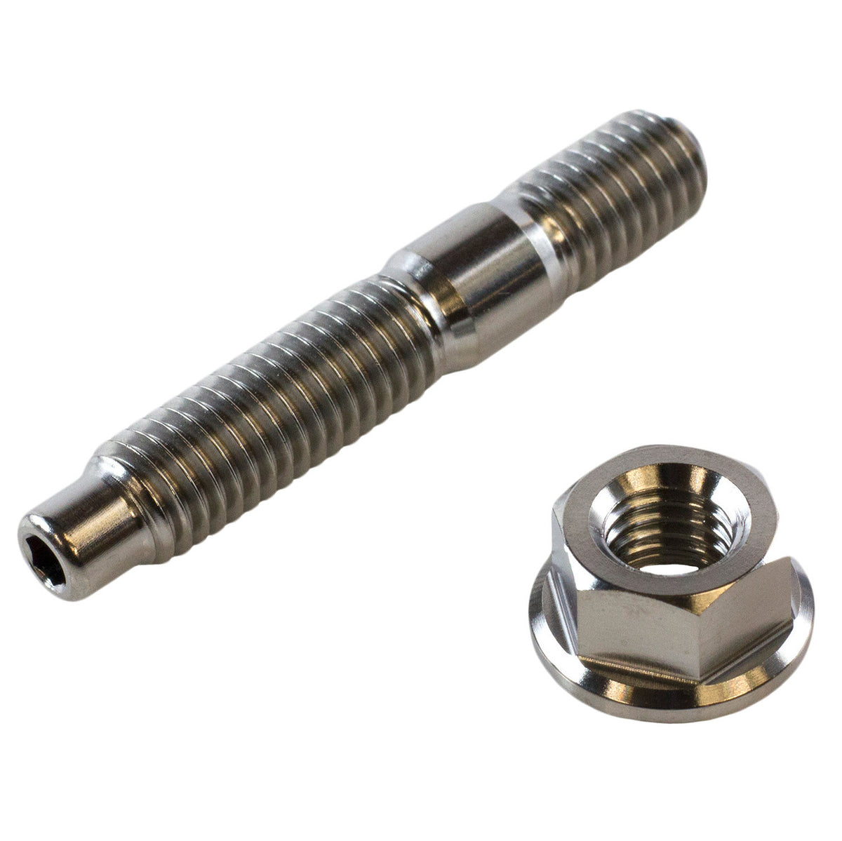 Grade 5 titanium M8x1.25 manifold stud with 3mm hex tip