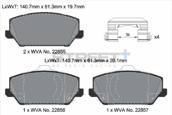 PAGID Racing STREET+ HYUNDAI GRANDEUR (IG) Brake Pads - T8229SP2001 Front