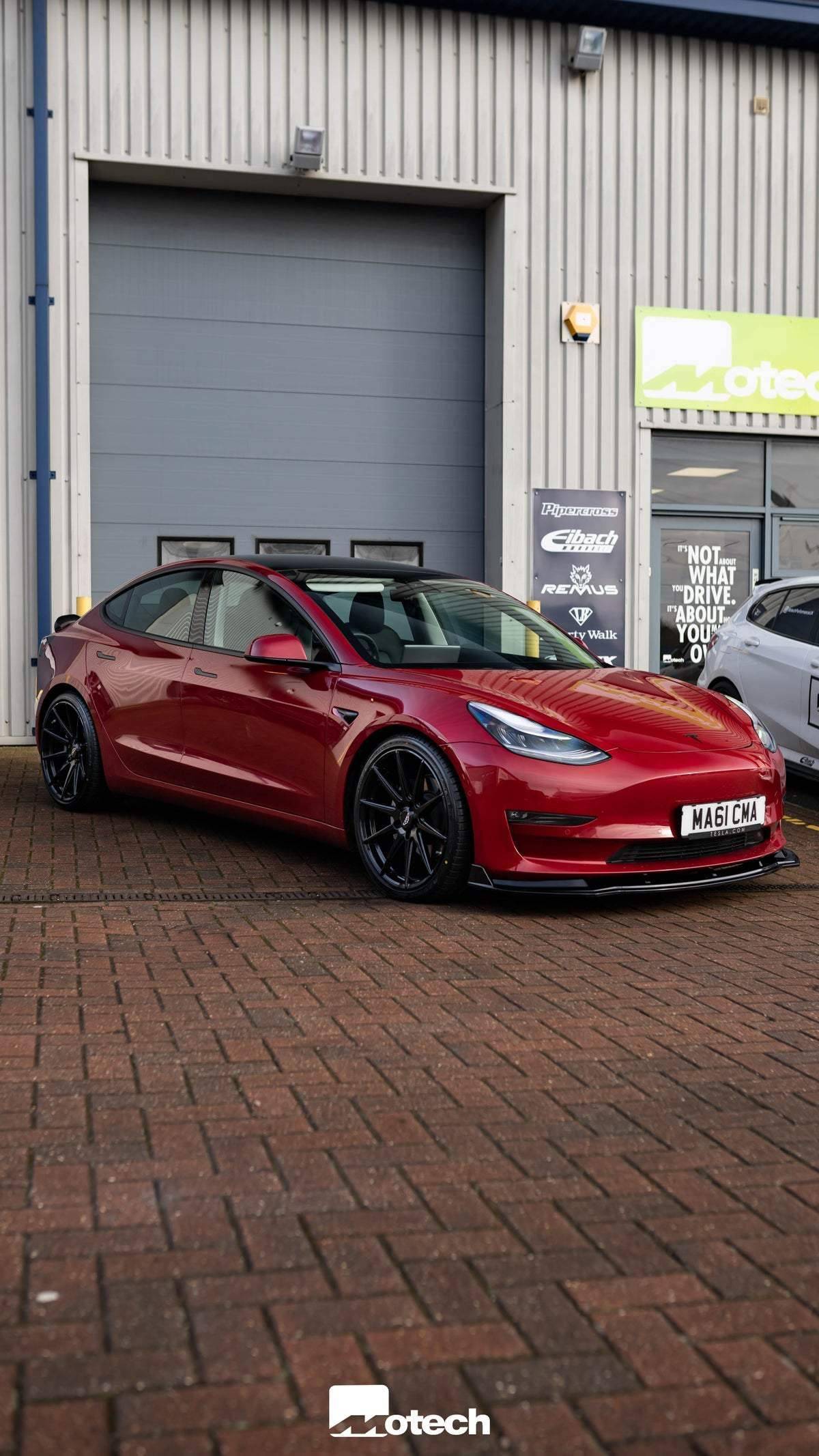Gloss Black Competition Front Splitter for Tesla Model 3 by FORM (2018+) FORM Industries