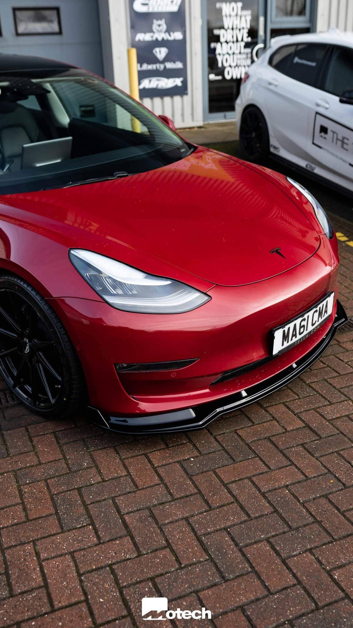 Gloss Black Competition Front Splitter for Tesla Model 3 by FORM (2018+) FORM Industries